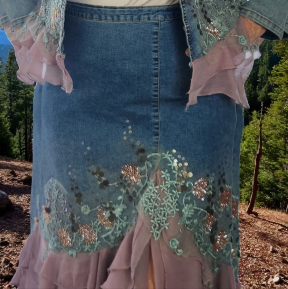 Hit Jeans U.S.A Other - Hit Jeans USA Y2K Denim Jacket And Skirt Set Vintage Size: XL